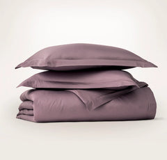 Signature Hemmed Duvet Set - Plum