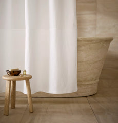 Ottoman Ribbed Shower Curtain - White