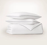 Signature Embellished Duvet Set - White/Coastal Navy Piped Edge