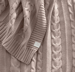 Cable Knit Baby Blanket - Dusty Rose