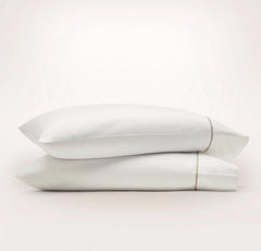 Signature Embellished Pillowcase Set - White/Oak Embroidered