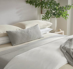 Percale Embellished Sheet Set - Cream/Cream Piped Edge