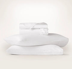 Signature Embellished Sheet Set - White/White Piped Edge