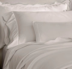Signature Embellished Pillowcase Set - White/Mist Curved Edge