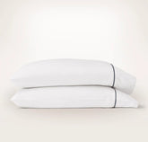 Percale Embellished Pillowcase Set - White/Mineral Embroidered