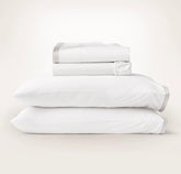 Percale Embellished Sheet Set - White/Shore/Sand Sail Stitch