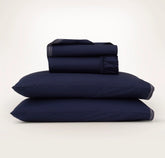 Percale Embellished Sheet Set - Coastal Navy/White Sail Stitch