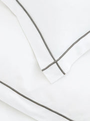 Signature Embellished Duvet Set - White/Stone Embroidered