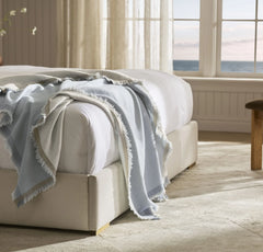 Lavé Wool Throw Blanket - Hydrangea/Cream