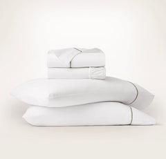Signature Embellished Sheet Set - White/Oak Embroidered