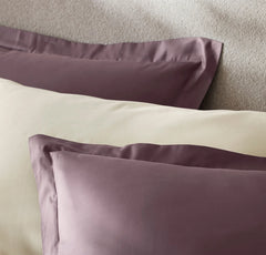 Percale Hemmed Duvet Set - Plum