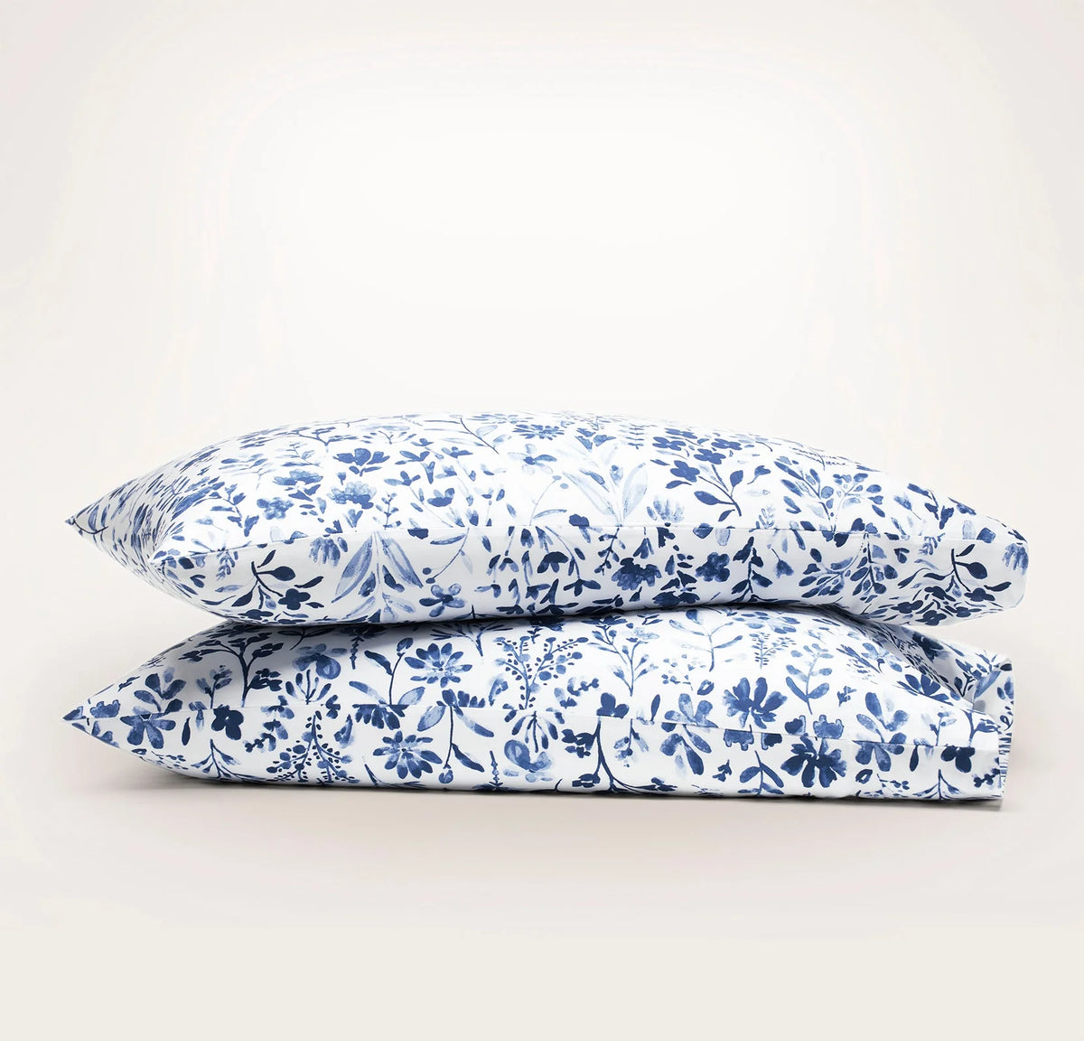 Signature Hemmed Pillowcase Set - Navy Botanical