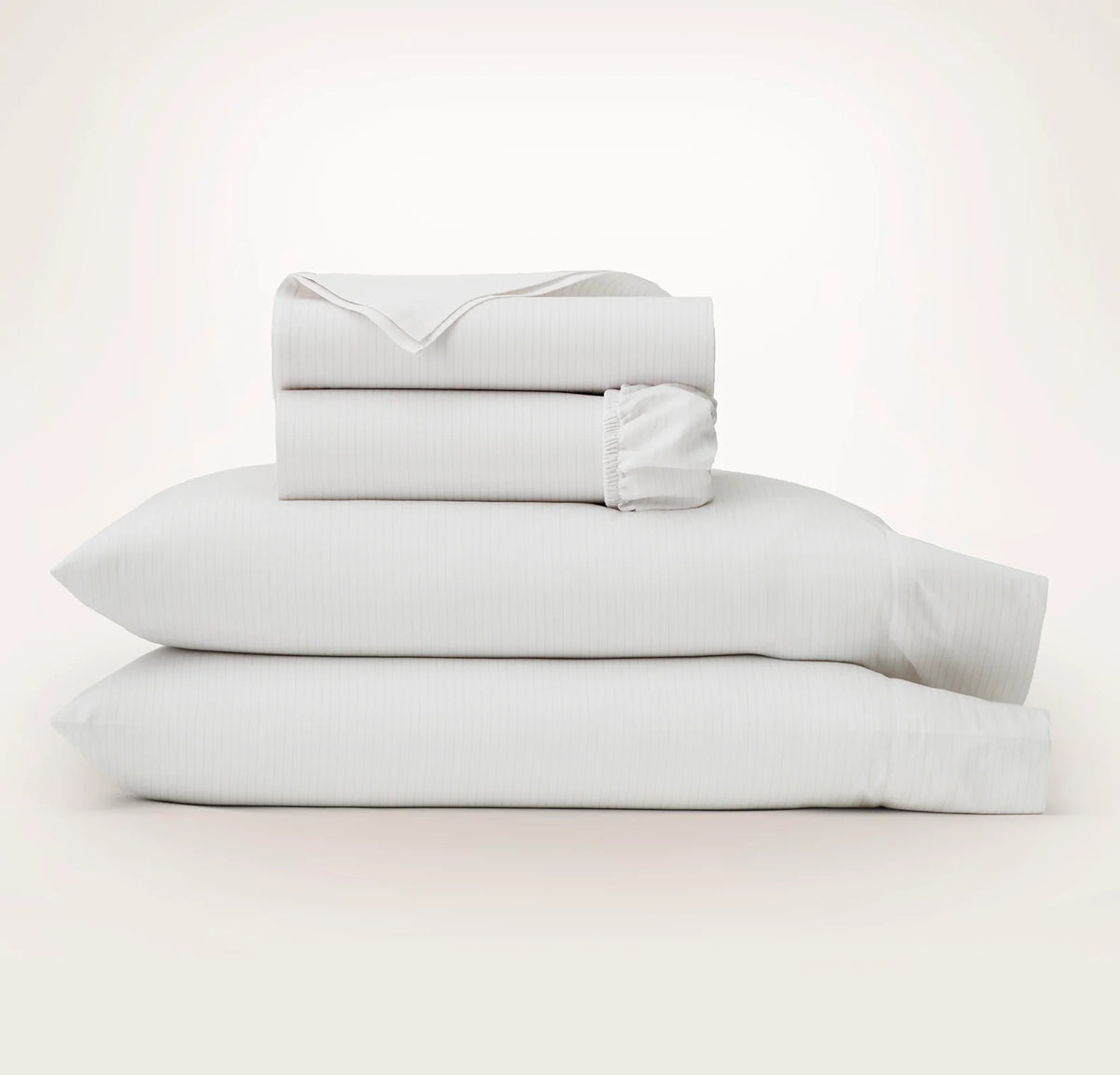 Signature Hemmed Sheet Set - White/Oak Delicate Stripe