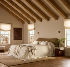 Lavé Wool Throw Blanket - Cream/Oak