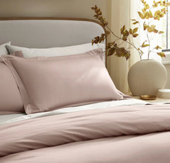 Percale Hemmed Duvet Set - Dusty Rose