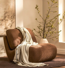 Lavé Wool Throw Blanket - Cream/Oak