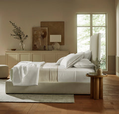 Percale Embellished Pillowcase Set - White/Oak Framed
