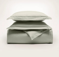 Percale Hemmed Duvet Set - Sageleaf