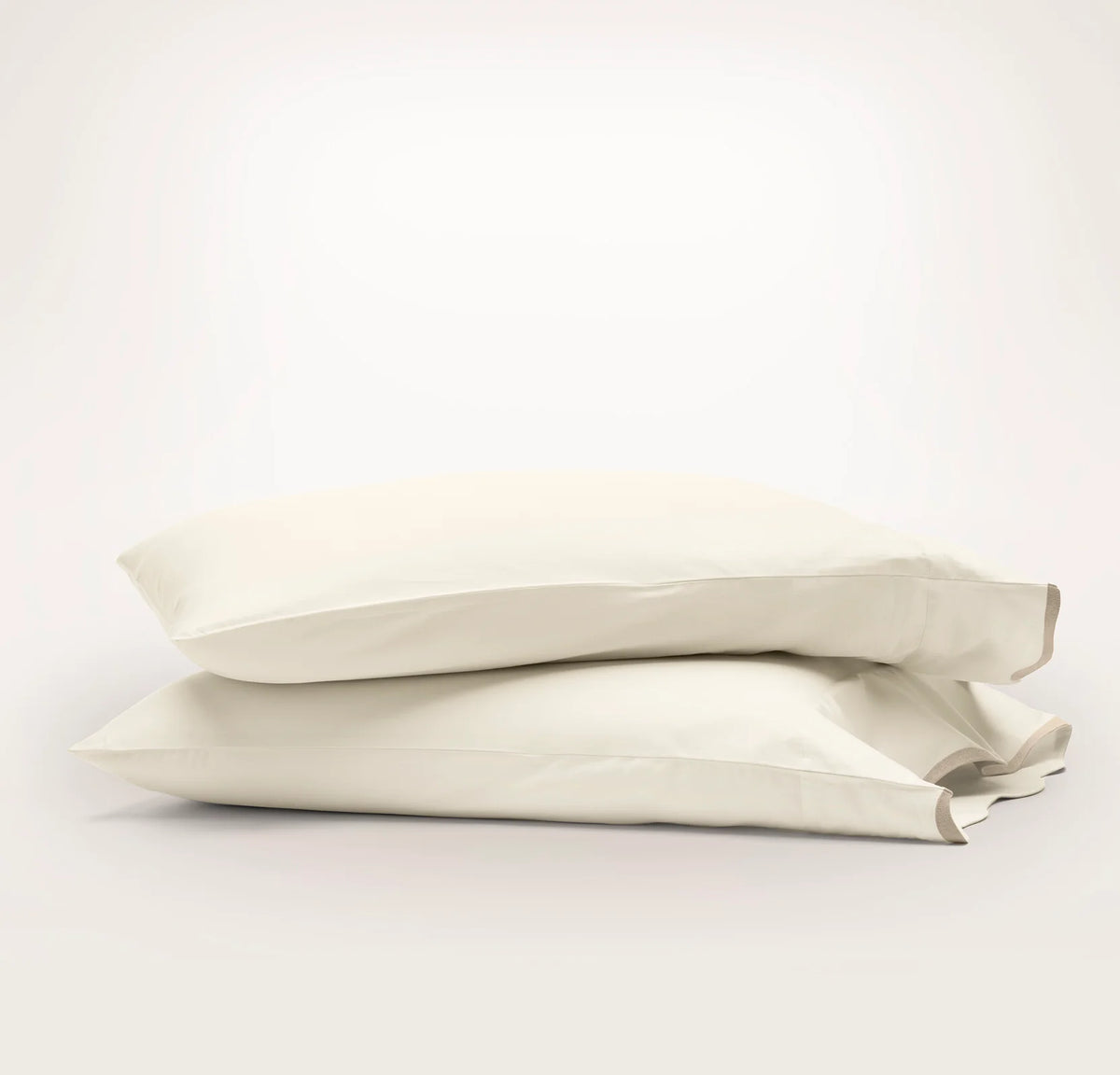 Signature Embellished Pillowcase Set - Cream/Sand Curved Edge