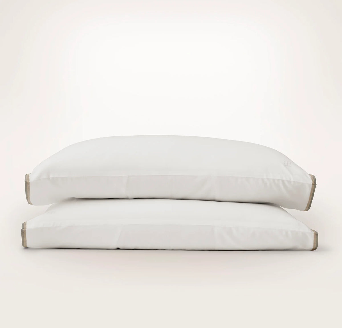 Percale Embellished Pillowcase Set - White/Pewter/Oak Trielle