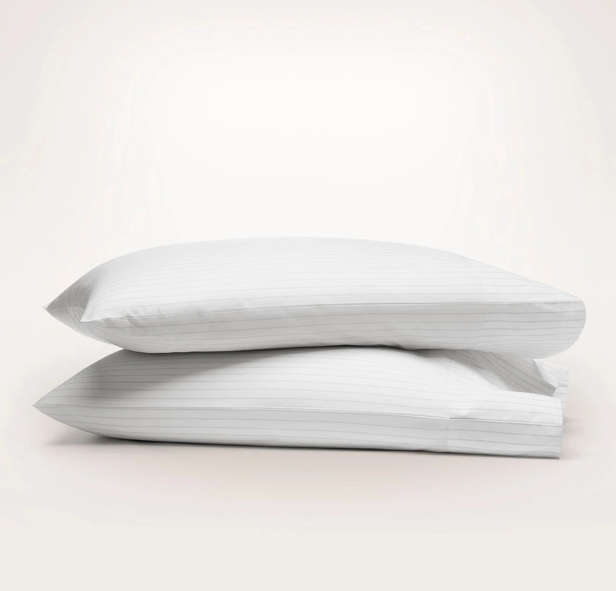 Percale Hemmed Pillowcase Set - White/Pewter Simple Stripe