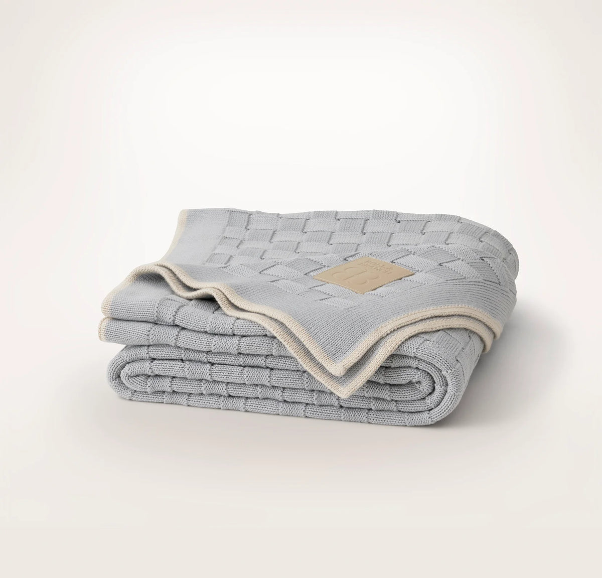 Basketweave Knit Throw Blanket - Shore/Sand