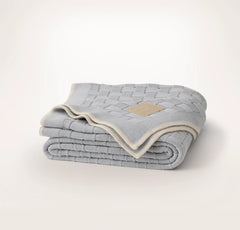 Basketweave Knit Throw Blanket - Shore/Sand