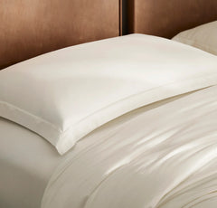 Percale Hemmed Duvet Set - Cream
