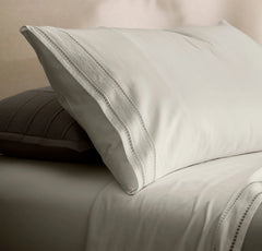 Signature Embellished Sheet Set - White/White Ladder Stitch