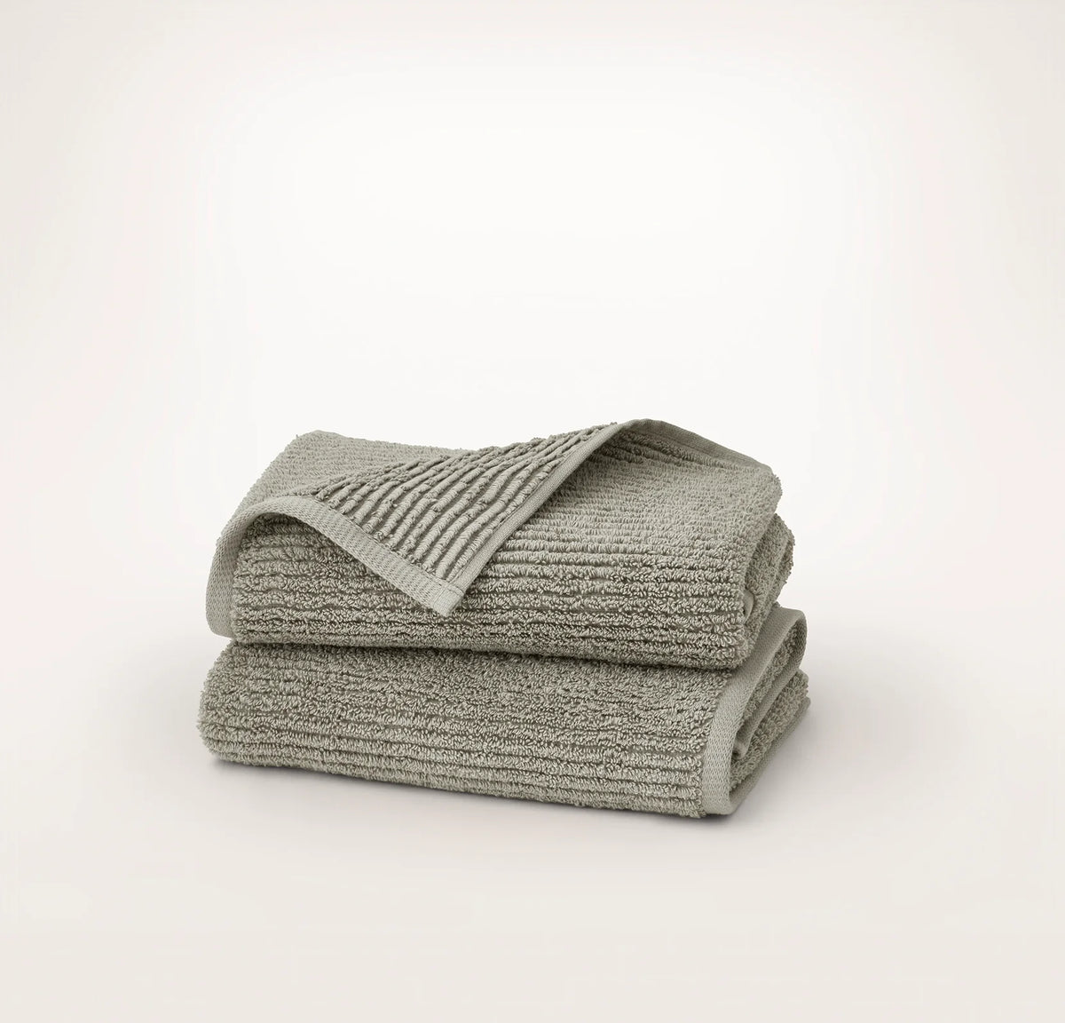 Turkish Ribbed Hand Towels (Pair) - Sageleaf