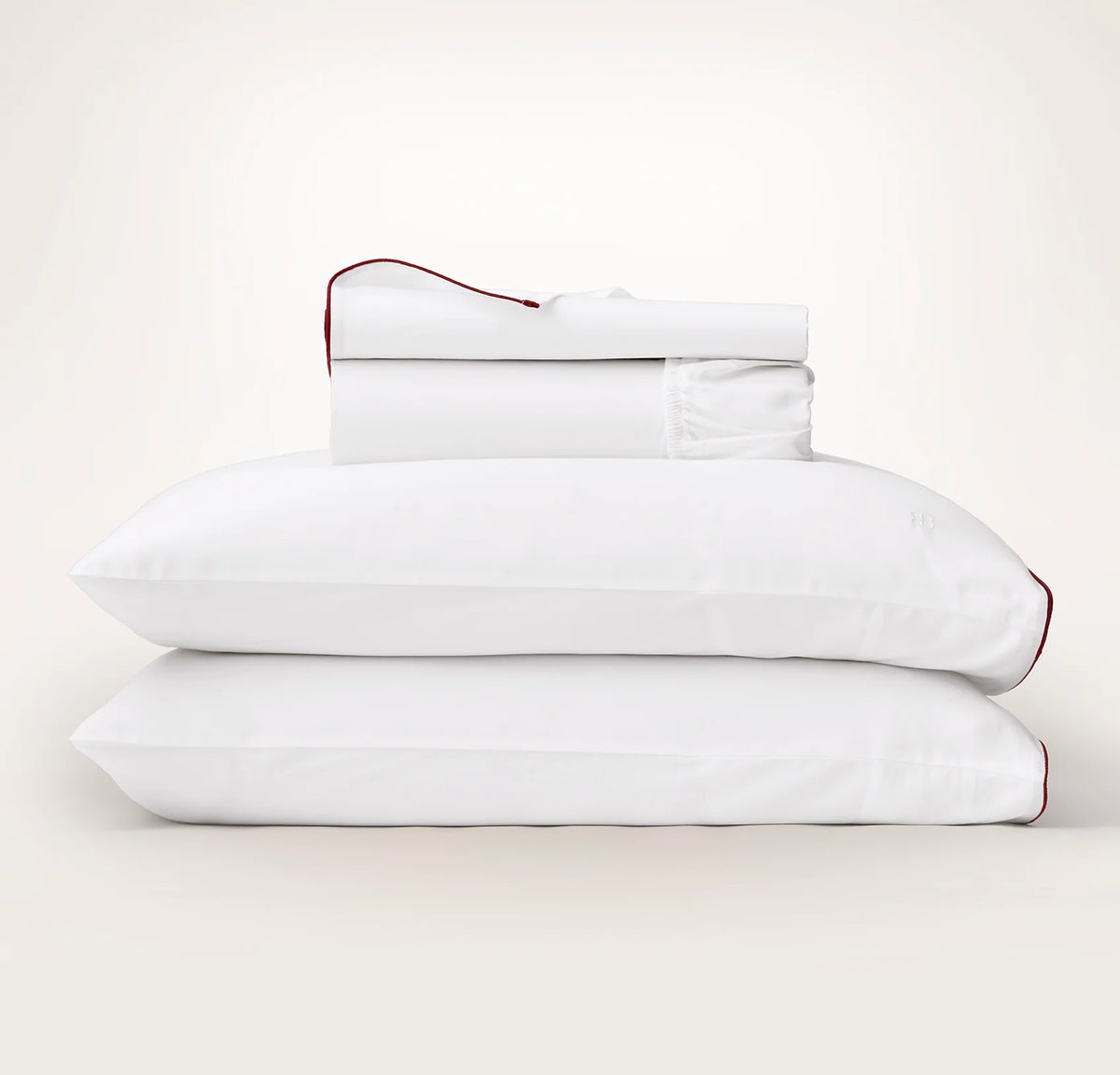 Signature Embellished Sheet Set - White/Holly Piped Edge
