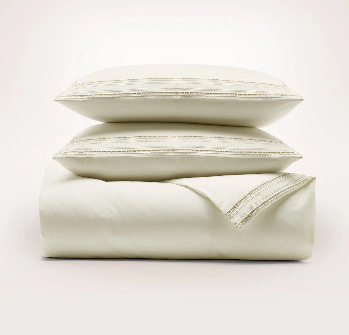 Signature Embellished Duvet Set - Cream/Sand Ladder Stitch