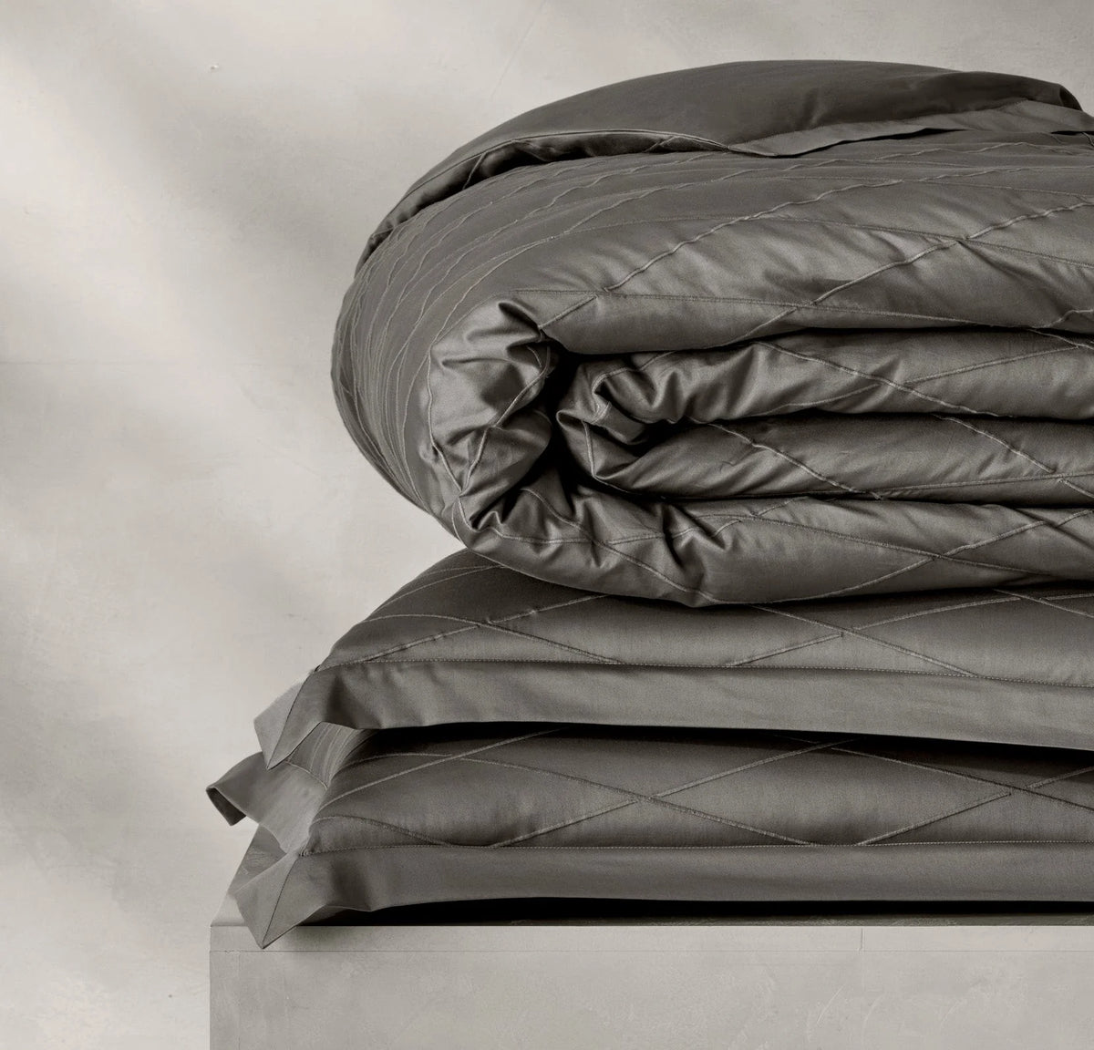 Reserve Embellished Duvet Set - Stone/Stone Embroidered Lattice