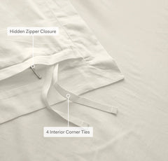 Percale Hemmed Duvet Set - Natural