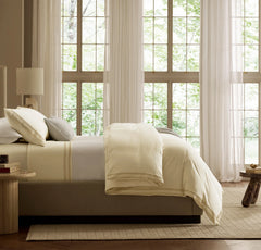 Signature Embellished Duvet Set - Cream/Sand Ladder Stitch