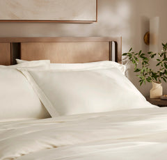 Percale Hemmed Duvet Set - Cream