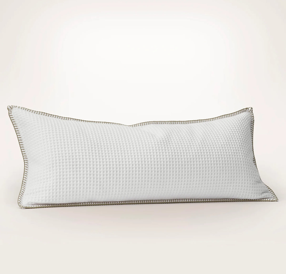 Waffle Pillow Cover - White/Oak Whipstitch