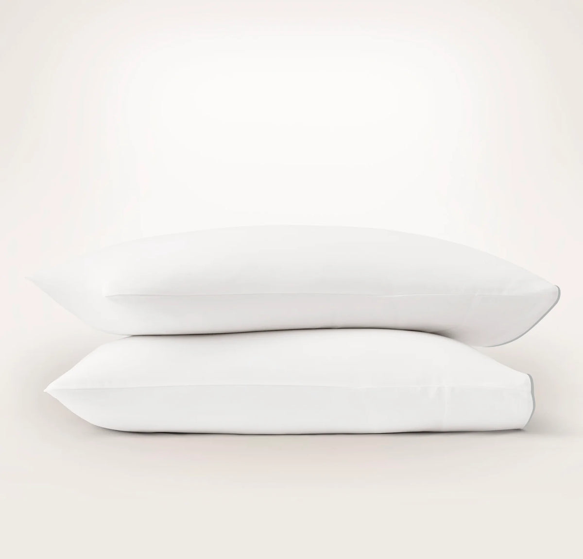 Signature Embellished Pillowcase Set - White/Shore Piped Edge