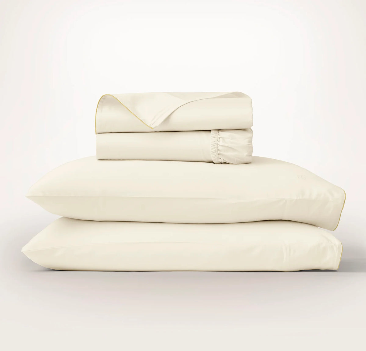 Signature Embellished Sheet Set - Cream/Buttercup Piped Edge