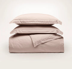 Percale Hemmed Duvet Set - Dusty Rose
