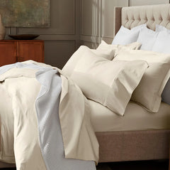 Percale Hemmed Duvet Set - Natural