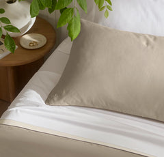 Signature Embellished Duvet Set - Oak/Walnut Piped Edge