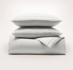 Signature Embellished Duvet Set - Mist/Mist Ladder Stitch