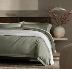 Percale Hemmed Duvet Set - Sageleaf