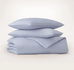 Signature Embellished Duvet Set - Hydrangea/White Piped Edge
