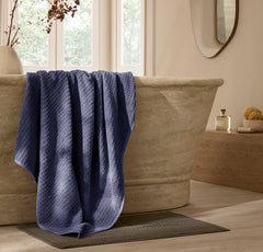 Turkish Waffle Bath Sheet - Coastal Navy