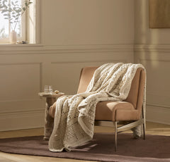 Summer Crochet Throw Blanket - Natural