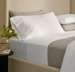 Percale Embellished Sheet Set - White/White Embroidered