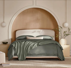 Percale Hemmed Duvet Set - Juniper