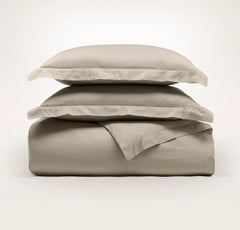 Percale Hemmed Duvet Set - Oak
